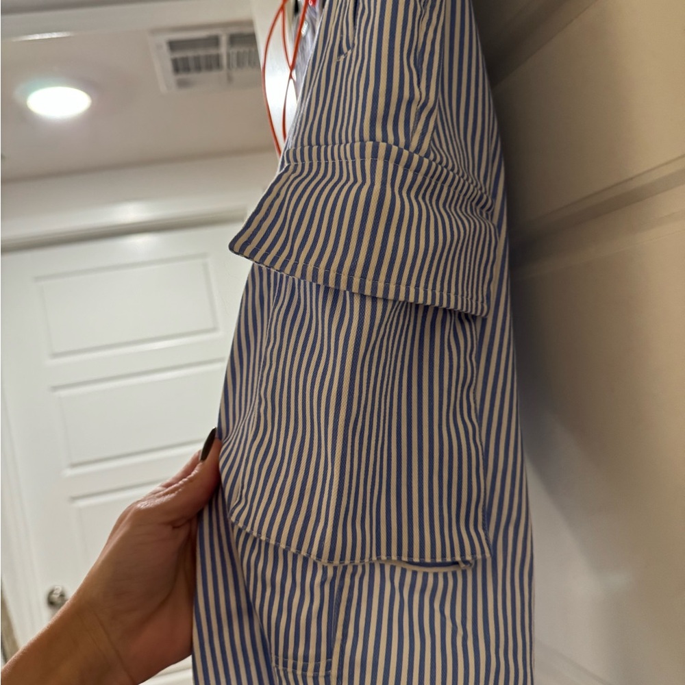 Miaou Striped Blue and White Straight Leg Pants - Picture 6 of 8
